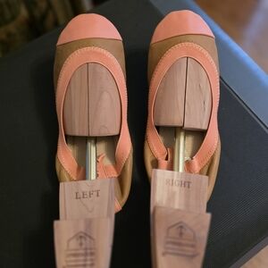 Yosi Samra Coral and Brown Ballet Flats